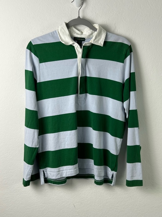 J. Crew Tops - J. Crew Always Green, Blue & White Long Sleeve Rugby Polo Shirt